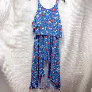 Art Class Romper Blue Floral Girls Sz L (10/12)